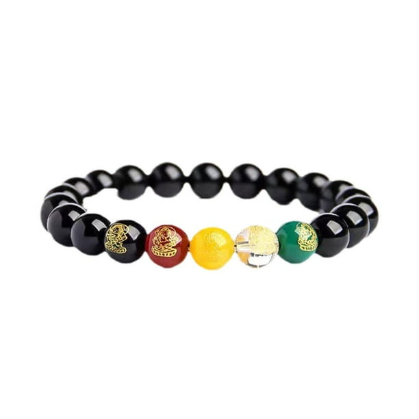 SGACAI Pulsera energética con amuleto de la suerte y la fortuna para hombre y mujer con cuentas redondas de cinabrio rojo^