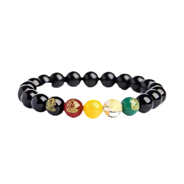 LUVCLS Pulsera energética con amuleto de la suerte y la fortuna para hombre y mujer con cuentas redondas de cinabrio rojo^
