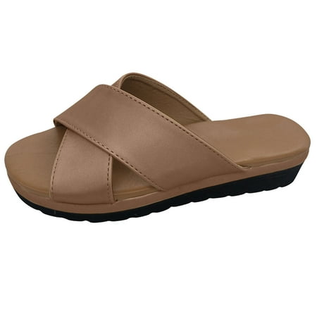 

Dpityserensio Women s Fashion Wedges Shoes Open Toe Thick Bottom Roman Slippers Beach Sandals Brown 6.5(38)