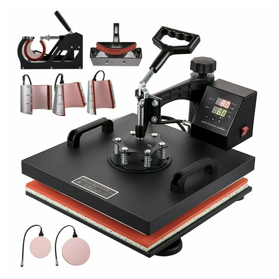 Heat Press Machine 15x15 Inch 8-in-1 Multifunctional Sublimation Transfer Press for T-Shirts, Hats, Mugs, Plates - Digital Control, Swing Away