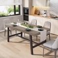 thumbnail image 1 of Industrial Dining Table for 4-6 People, 63" Long Wooden Kitchen Table with Sturdy Metal Frame & Black Finish - Seats 4 Rectangular Counter for Dinner, Kitchen, Dining Room - Grey Walnut, 1 of 9