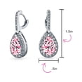 thumbnail image 4 of Bling Jewelry Womens Classic 7CT Pink Halo CZ Large Teardrop Earrings Hinge Clip Closure, 4 of 7