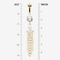 thumbnail image 2 of Golden Tri-Marquise Floral Leaf Sparkles Chain Drop Belly Button Ring, 2 of 4