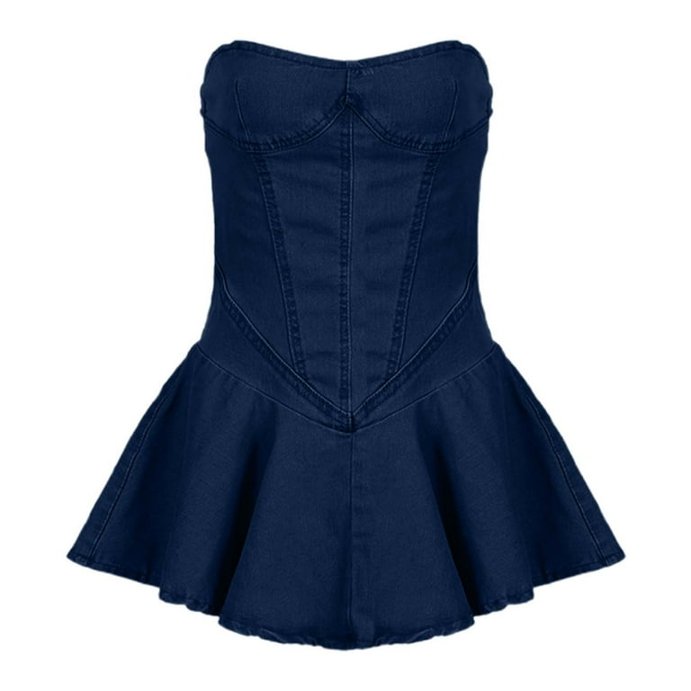 white christmas dresses Vintage Y2k 00s Dish Denim Halter Neck Dress main image 0
