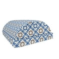 thumbnail image 1 of Quatrefoil Foot Rest, Delft Blue Inspired Pattern Intricate Old Dutch Tile Motifs, Non-Slip Backing Adjustable Ergonomic Memory Foam Leg Support for Office, Pale Brown Blue White, by Ambesonne, 1 of 5