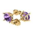 thumbnail image 2 of 14K Solid Gold Push Back Stud Earrings for Women | 4 cttw Round Cut Simulated Alexandrite | Yellow Gold, 2 of 5