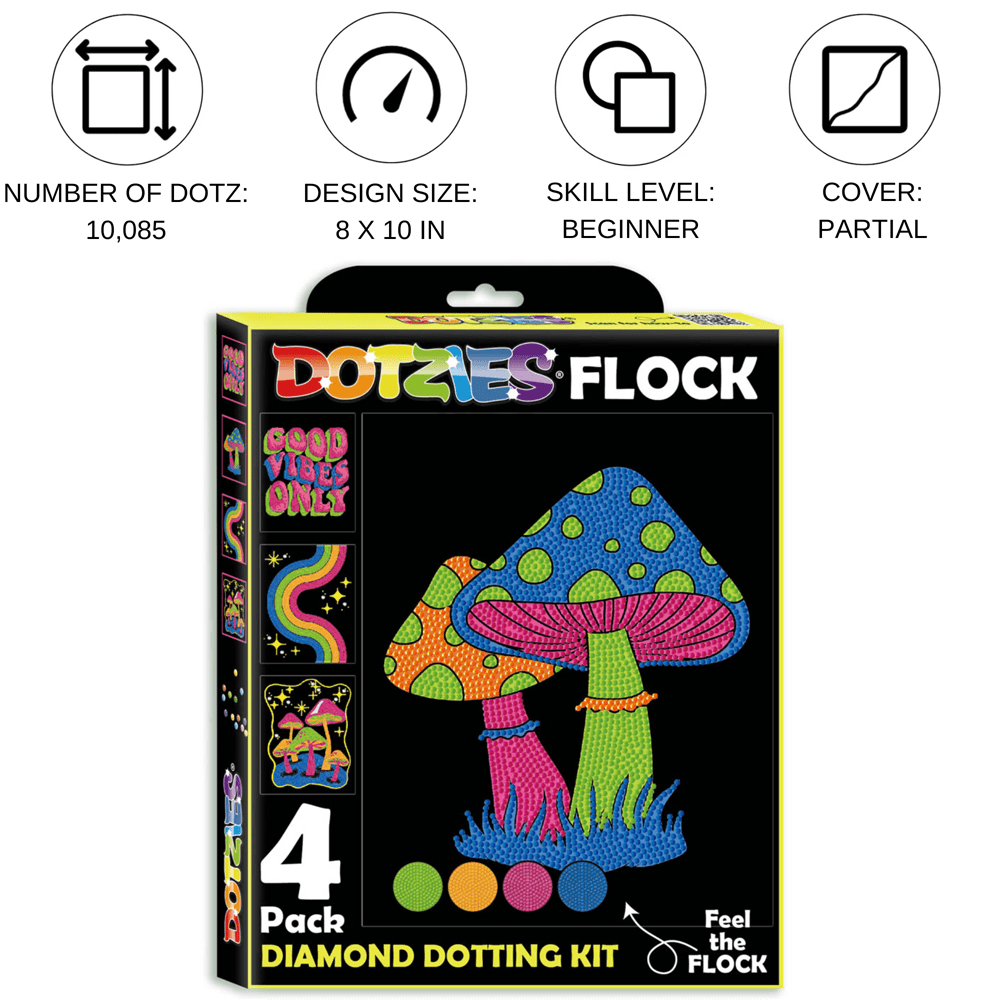 Diamond Dotz Neon Flock Good Vibes Diamond Painting Kits for Adults - Colorful Diamond Art Kits a Relaxing Creative Craft Kit with Dotz Gems 10x8