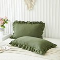 thumbnail image 1 of Olive Green Pillow Shams Dark Green Ruffle Queen Pillowcases Cute Pillow Cover Set of 2 Shabby Chic Soft Microfiber Pillowcases 2 Pack Queen 20x30 Olive Green, 1 of 1