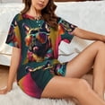 thumbnail image 4 of Rocae Retro Bulldog Sunglasses for Two Piece Sleepwear Pajamas Sets for Women Soft Short-Sleeved Pjs with Lounge Shorts -XX-Large, 4 of 6
