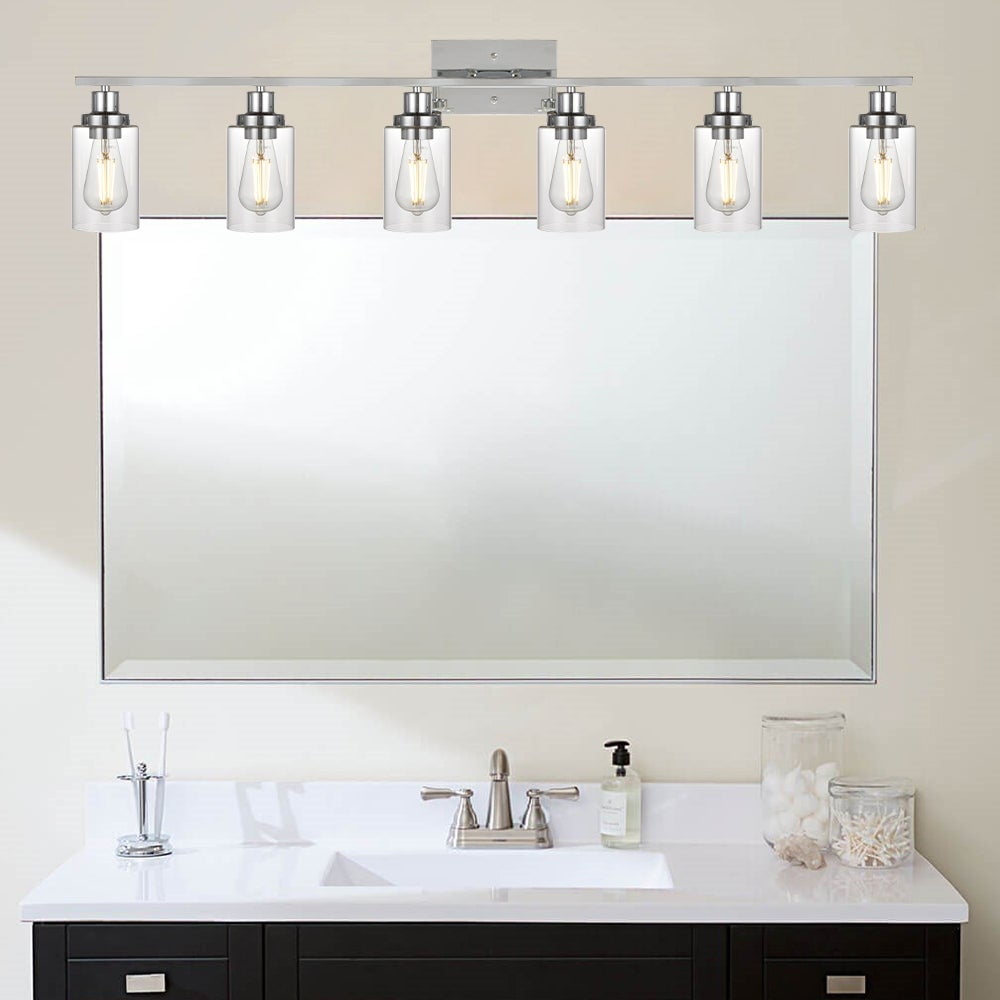 VINLUZ Modern 6lights Vanity Lighting Fixture for Bathroom chrome