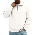 thumbnail image 2 of Paiwinds Men's Solid Color Waffle Knit Hoodie Half Zip Pullover Sweatshirt with Kangaroo Pocket Casual Long Sleeve Hooded Top, 2 of 9