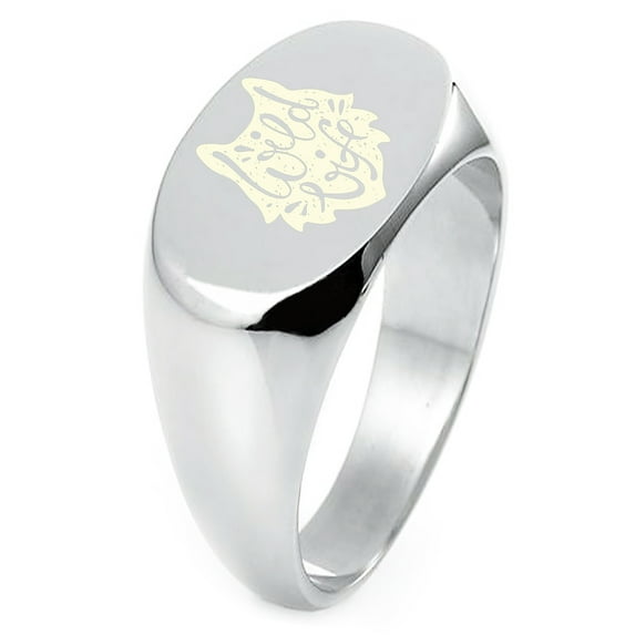 Sterling Silver Wild Life Engraved Oval Flat Top Polished Ring