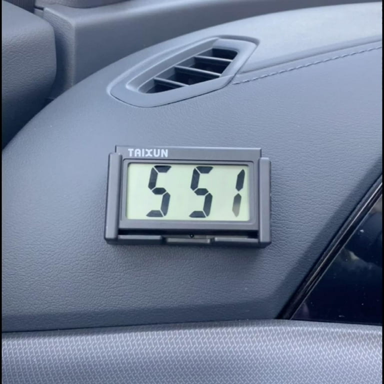 Mini Car Clock, Auto Dashboard Time, Electronic Digital Clock, Portable, Black