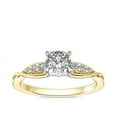thumbnail image 1 of 0.65 Carat Excellent Cushion Cut Real Diamond New Design Solitaire with Accents Ring for Wedding Solid 18K Yellow Gold Size 11, 1 of 6