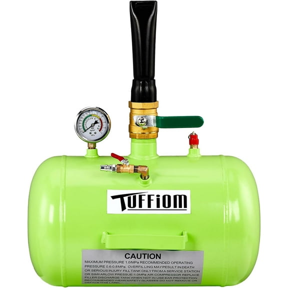 TUFFIOM 5 Gallon Air Tire Bead Blaster Seater w/Pressure Gauge & Handle, Wheel Seating Tool Inflator Tank for Truck ATV, 85-116PSI Operating Pressure, Green