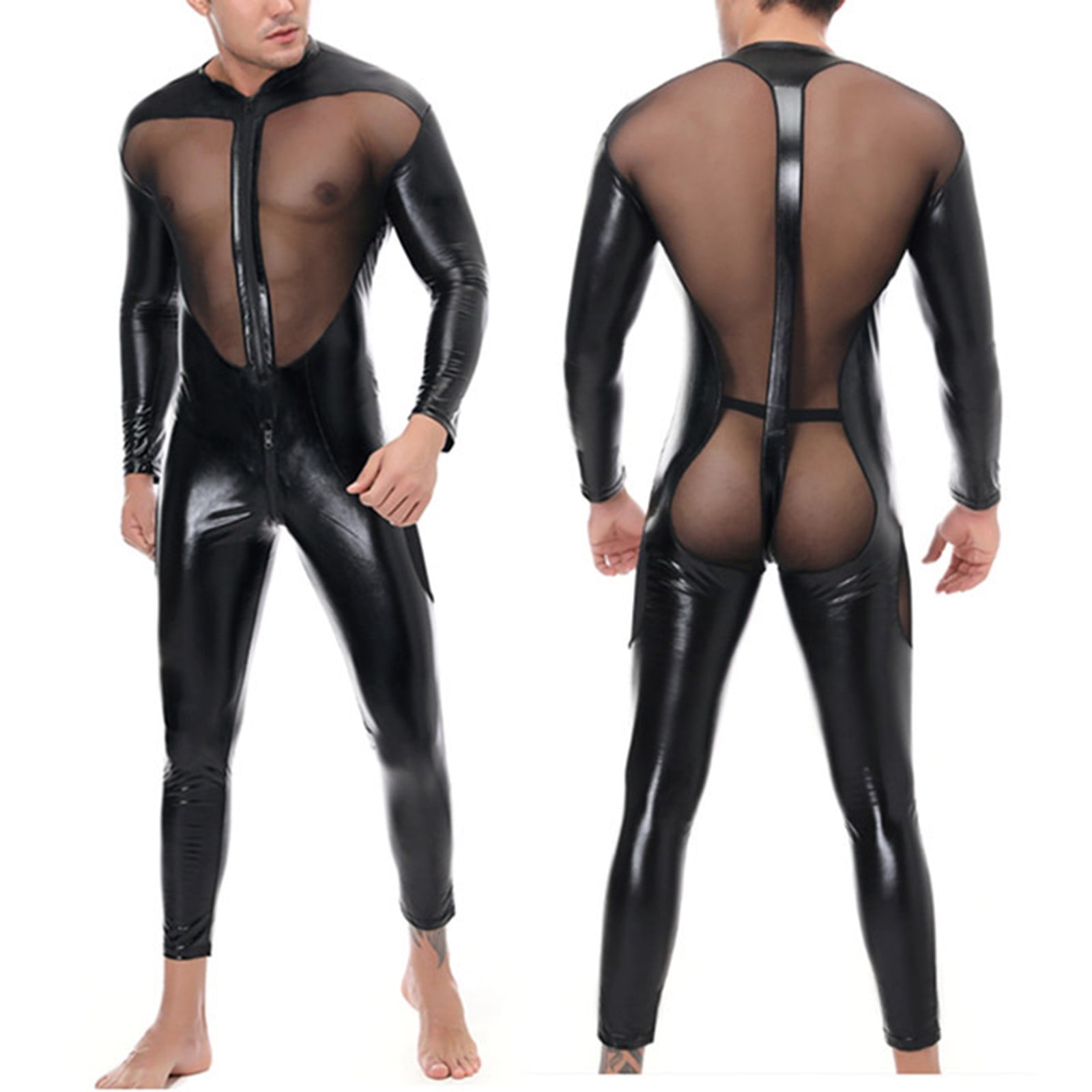 JHLZHS Mens Sexy Underwear for Play Men Sexy Zipper Tight Mesh Patchwork  Jumpsuit Bundy Suit Sexy Clothing Mens Sexy Underwear for Straight Men  Silk, Satin Mens Sexy Underwear for Straight Men Thong -