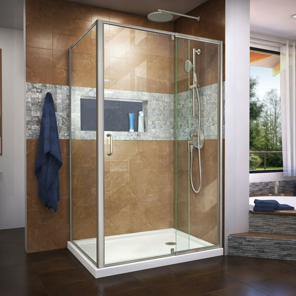 DreamLine Flex 36 in. D x 48 in. W x 74 3/4 in. H SemiFrameless Shower