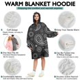 thumbnail image 5 of Wearable Oversized Blanket,Black Paisley and Floral Pattern Wearable Blanket Hoodie for Adults,Cozy Hooded Blankets with Super Pockets,Super Warm Fuzzy Pullover for Women & Men, 5 of 6