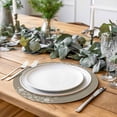 thumbnail image 2 of Japanese Round 15 Inch Placemats Set of 4, Grey Simple Traditional Flowers Leaves Pattern HeatResistant Non Slip Place Mats for Dining Table, Wipeable Braided Kitchen Table Mats for Housewarming, 2 of 9
