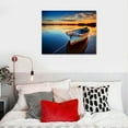 thumbnail image 4 of Nawypu  Canvas Wall Art Boat Blue Lake Water Sunset Panoramic Painting - Long Nature Canvas Artwork Contemporary Picture for Home Office Wall Decor 20x16 inch, 4 of 4