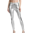 thumbnail image 2 of Aloohaidyvio Terra and Sky Pants Plus Size,Women's High Elasticity High Waist Shiny Leather Skinny Pants, 2 of 6