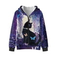 thumbnail image 4 of Xoenoiee Cat Butterfly Flower Print Full Zip Up Hoodie for Girls Workout Casual Sweatshirt Clothes Long Sleeve Hoodies Graphic Hooded Sweatshirt with Front Pocket Loose Comfy Outfits, S, 4 of 7