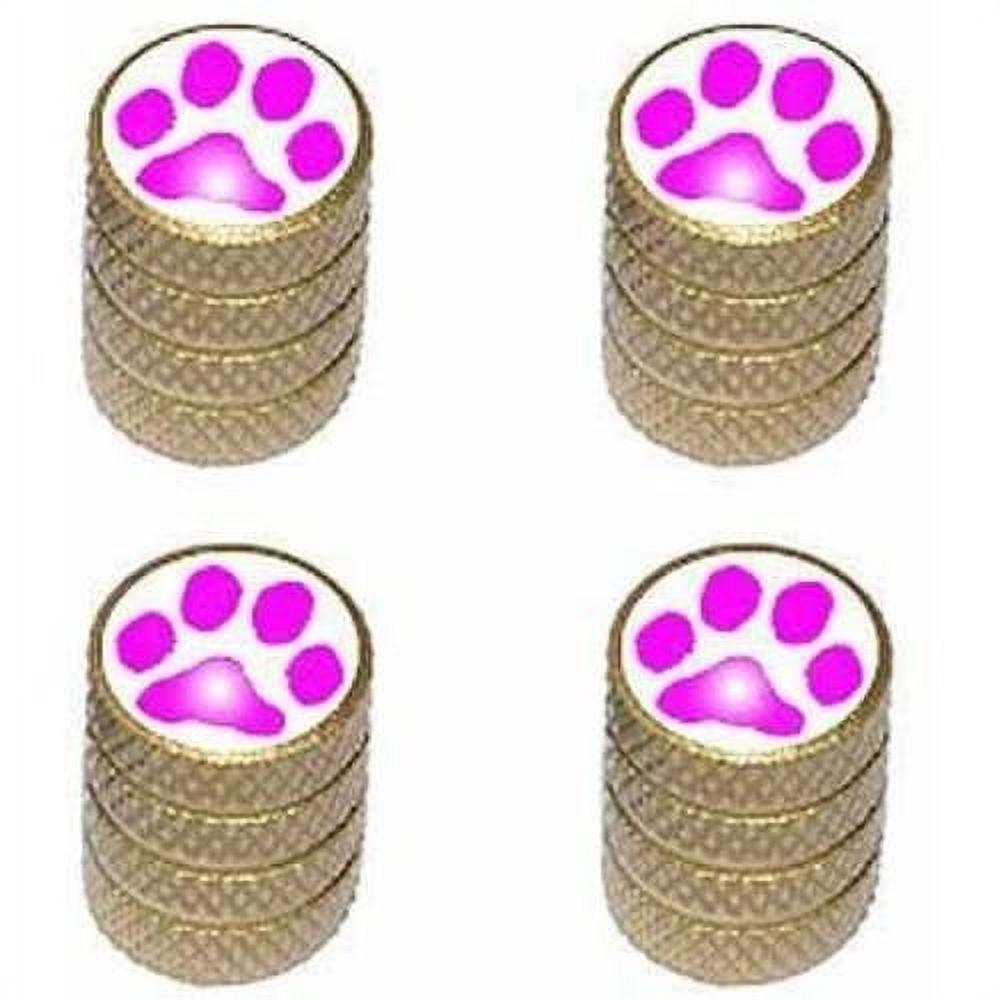 Paw Print Tire Valve Stem Caps - Aluminum - Universal Fit - Fun Car Accessory