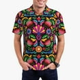thumbnail image 2 of Salouo Colorful Floral Embroidery Mexican for Men's Short Sleeve Polo Shirts,Polo Shirts for Men Performance Short Sleeve Golf Shirt Athletic Casual Collared T-Shirt-3X-Large, 2 of 8