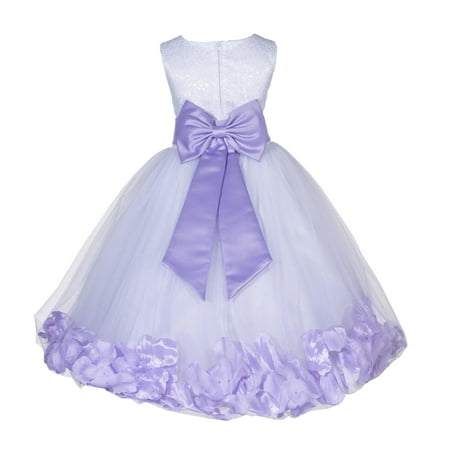 

Ekidsbridal Lace Top Floral Petals White Flower Girl Dress Tulle Weddings Summer Easter Dress Special Occasions Pageant Toddler Girl s Clothing Holiday Bridal Baptism Size S M 2 4 6 8 10 12 165T