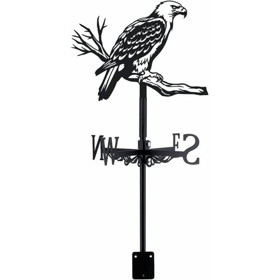 Eagle Weather Vane Eagle on Branches Metal Weathervane Wind Vanes Weathercock Decorative Wind Direction Wind Vanes Signs for Farmhouse Outdoor Garden Lawn Roof Paddock Decoration Black