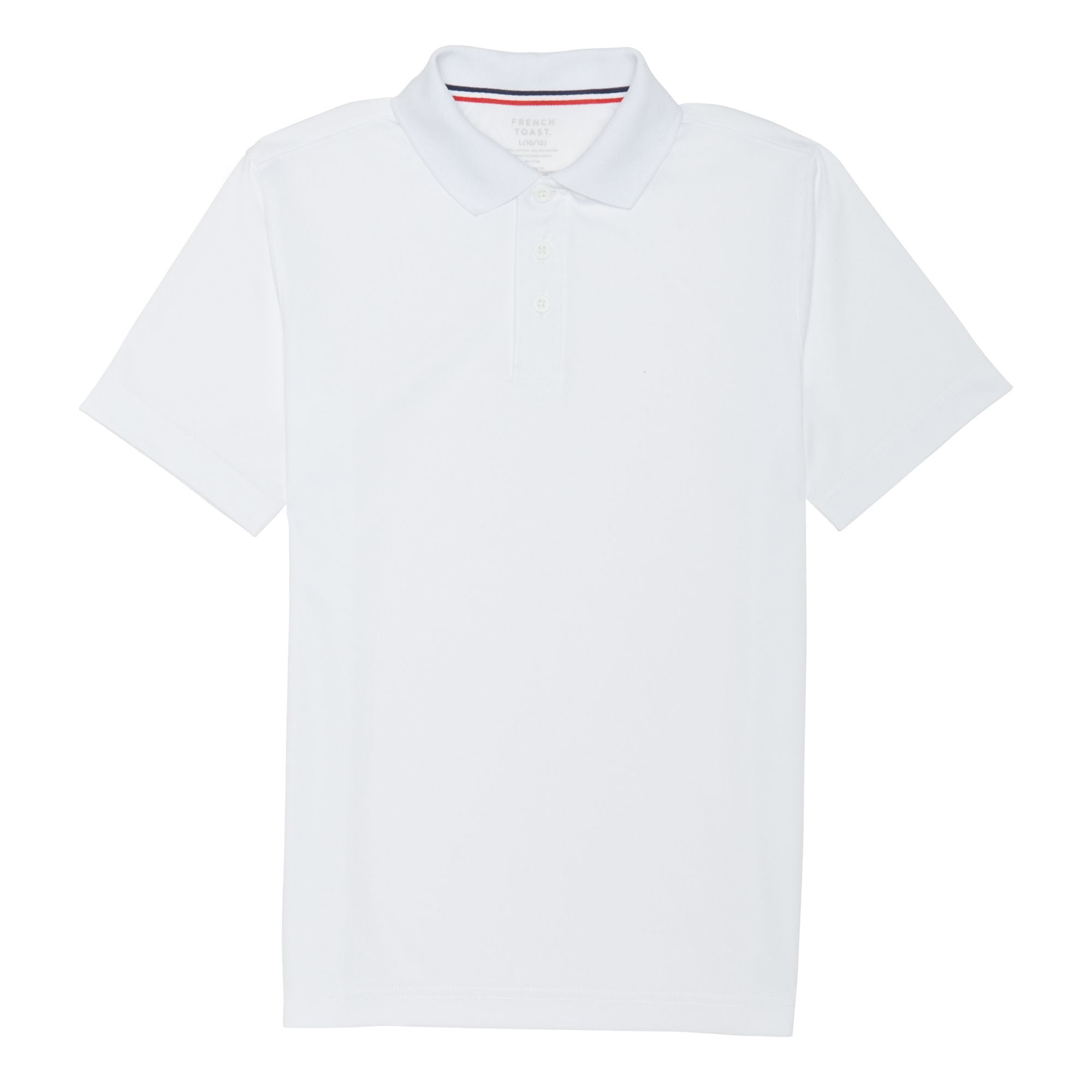 French Toast Boy's Long Sleeve Interlock Uniform White Polo Shirt 