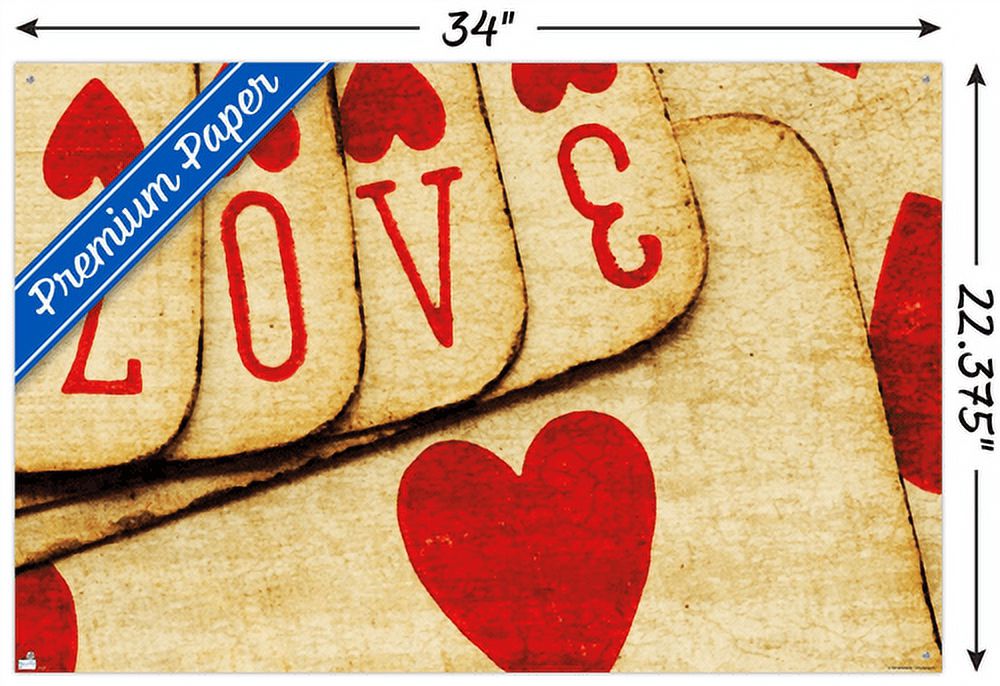 Tom Quartermaine - Playing Cards with Love Wall Poster with Pushpins, 22.375" x 34"
