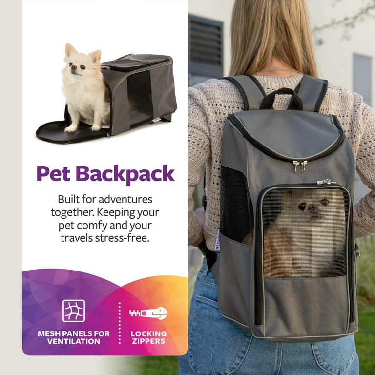 TrustyPup Medium Gray Cat Dog Travel Pet Backpack for Hikes and