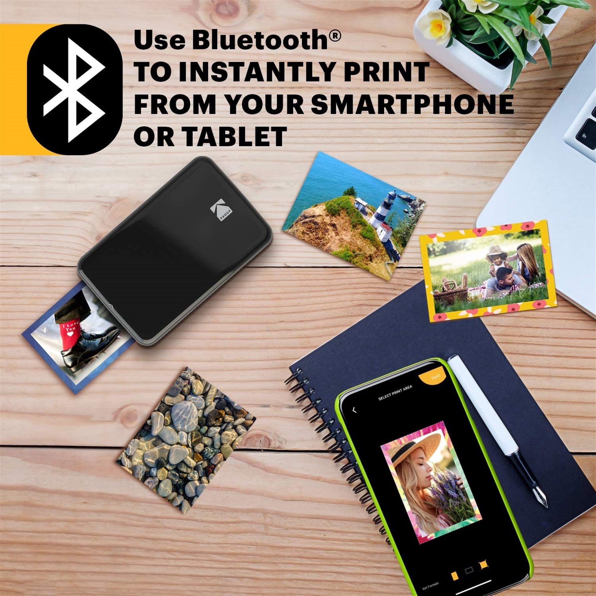 Kodak Step Instant Smartphone Photo Printer with ZINK Zero Ink, Bluetooth, Includes 75 Sheets