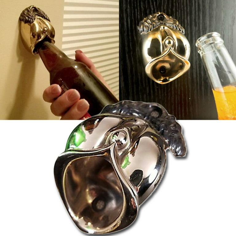 Jumiok Old Fashioned Beer Bottle Opener Wall Mounted Bottle Top Opener with  Cap Catcher Stainless Drained Narrow (Aged Bronze)