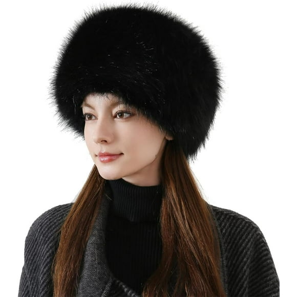 EcoNesxp Women's Faux Fur Cossack Russian Style Hat Women's Winter Hat Multifunctional Fashionable Versatile