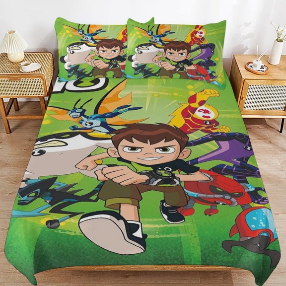Duvet Cover Bedding Set Cartoon Print Soft Quilt Cover 3 Pieces, 1 Comforter Cover & 2 Pillowcases for Kids Teens Boys Girls Room Decor 86"x70"