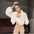 thumbnail image 2 of Gibobby Abrigo de Lana de Peluche para Mujer, Chaquetas de Forro Polar difusas de Invierno para Mujer, Abrigo cálido de Manga Larga con Cremallera(WH1,G), 2 of 5