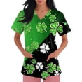 thumbnail image 4 of St Patrick's Day Print V Neck Short Sleeve Workwear Top for Women Fashion Scrub Tops with Pocket Casual Work Shirts 2026 Black 4XL, 4 of 5