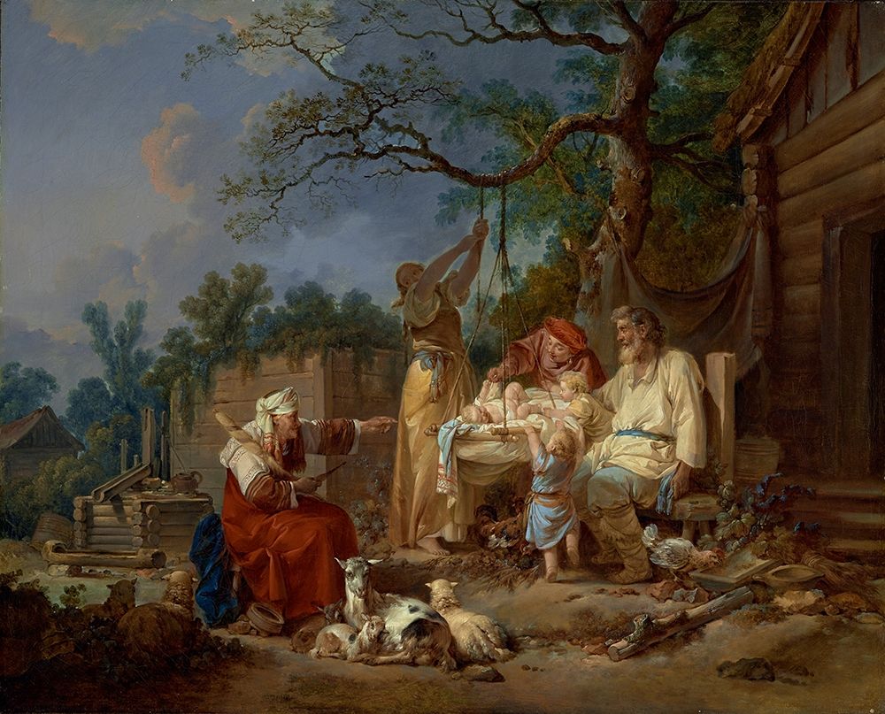 Le Prince, Jean-Baptiste 31x26 White Modern Wood Framed Museum Art