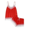 thumbnail image 1 of Conjunto de pijama sexy de seda para mujer: camisola y pantalones cortos de satén, tirantes ajustables con cuello en V, lencería para dormir y ocasiones especiales, tejido con mezcla de spandex, 1 of 8