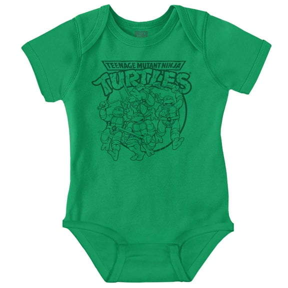 TMNT Retro Ninja Turtles Cartoon Romper Boys or Girls Infant Baby Brisco Brands 12M