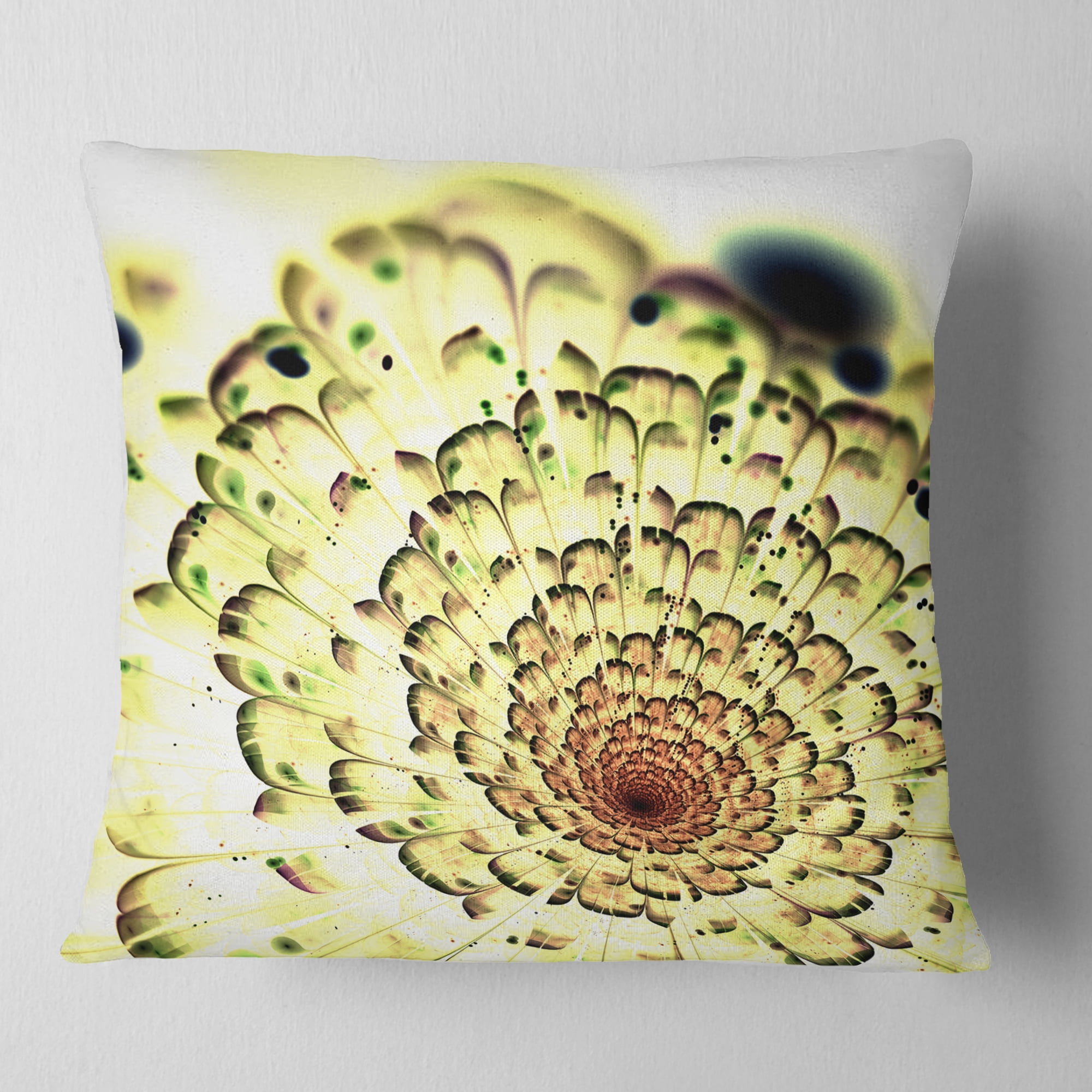 Designart Green Light Fractal Flower Pattern - Abstract Throw Pillow - 18x18