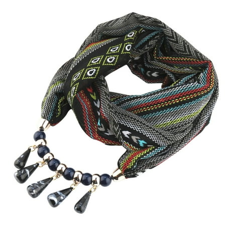 

Fashion Bohemian Ethnic Jewelry Pendant Chiffon Scarf Necklace For Women