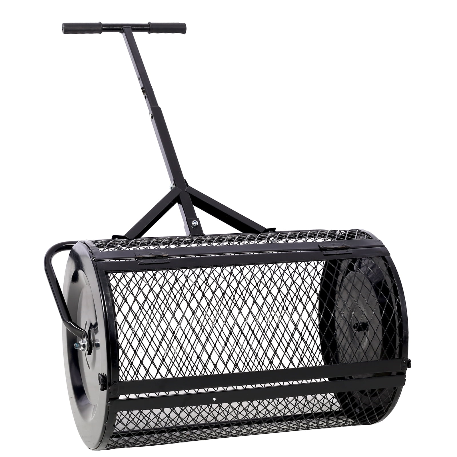 Peat Moss Spreader 24inch,Compost Spreader Metal Mesh,T shaped Handle for planting seeding,Lawn and Garden Care Manure Spreaders Roller,heavy duty