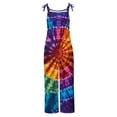 thumbnail image 4 of DDAPJ pyju Womens Rompers for Summer Linen Jumpsuits Loose Casual Wide Leg Overalls Tie Dye Print Jumpers Spaghetti Strap One Piece Pants Sales of The Day Clearance Prime Multicolor XXL, 4 of 5