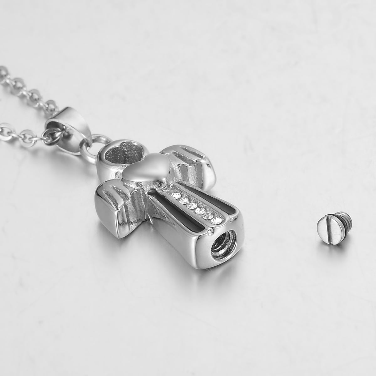 Silver Angel of love Urn Pendant Memorial Keepsake Cremation Jewelry Ashes Holder Necklace with Free Funnel Kit and Velvet Jewelry Box