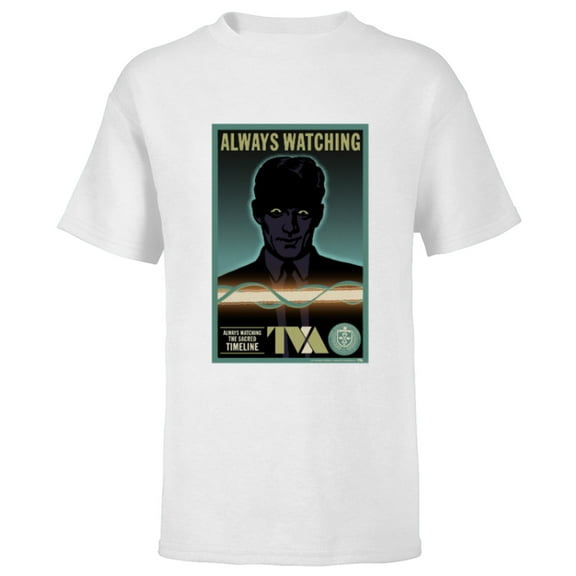 Marvel Loki Always Watching TVA Poster Retro - Short Sleeve T-Shirt for Kids - Customized-White