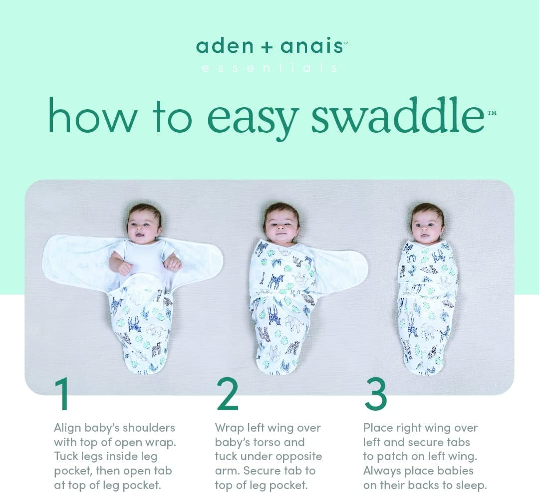 aden + anais Essentials 3-Pack Wrap Swaddles in Wild Prarie Size Newborn