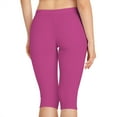 thumbnail image 2 of Strawberry Pink Color Capri Leggings Women Poly-Span All Over Print Pink Capri 5, 2 of 8